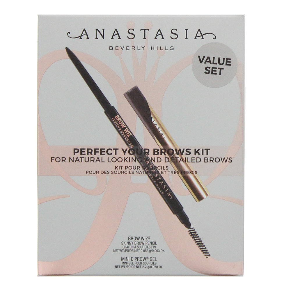 Anastasia Beverly Hills Perfect Your Brows Kit: - Ebony Wiz Brow - Mini Dip Brow Gel - Box