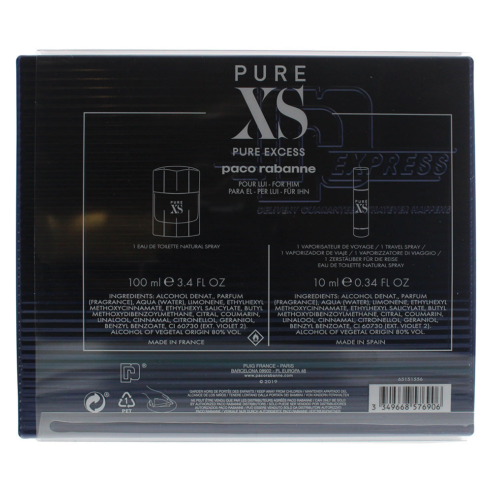 Paco Rabanne Pure Xs Eau de Toilette 2 Piece Gift Set: Eau de Toilette 100ml - E - Ingredients