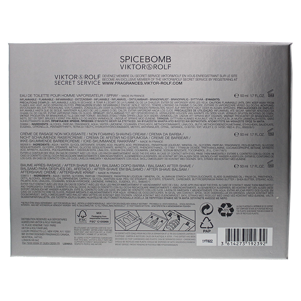 Viktor & Rolf Spicebomb Eau De Toilette 3 Piece Gift Set: Eau De Toilette 50ml - Shaving Cream 50ml - Aftershave Balm 50ml