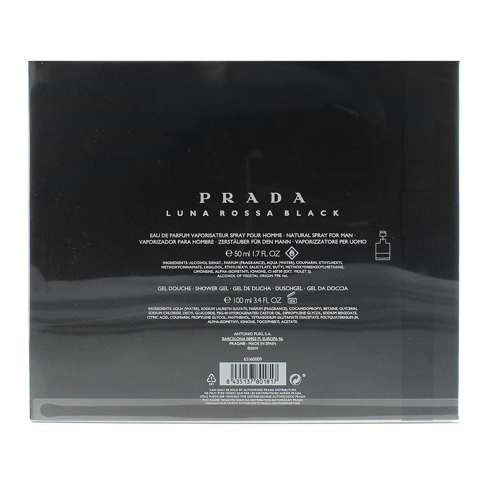 Prada Luna Rossa Black 2 Piece Gift Set: Eau De Parfum 50ml - Shower Gel 100ml