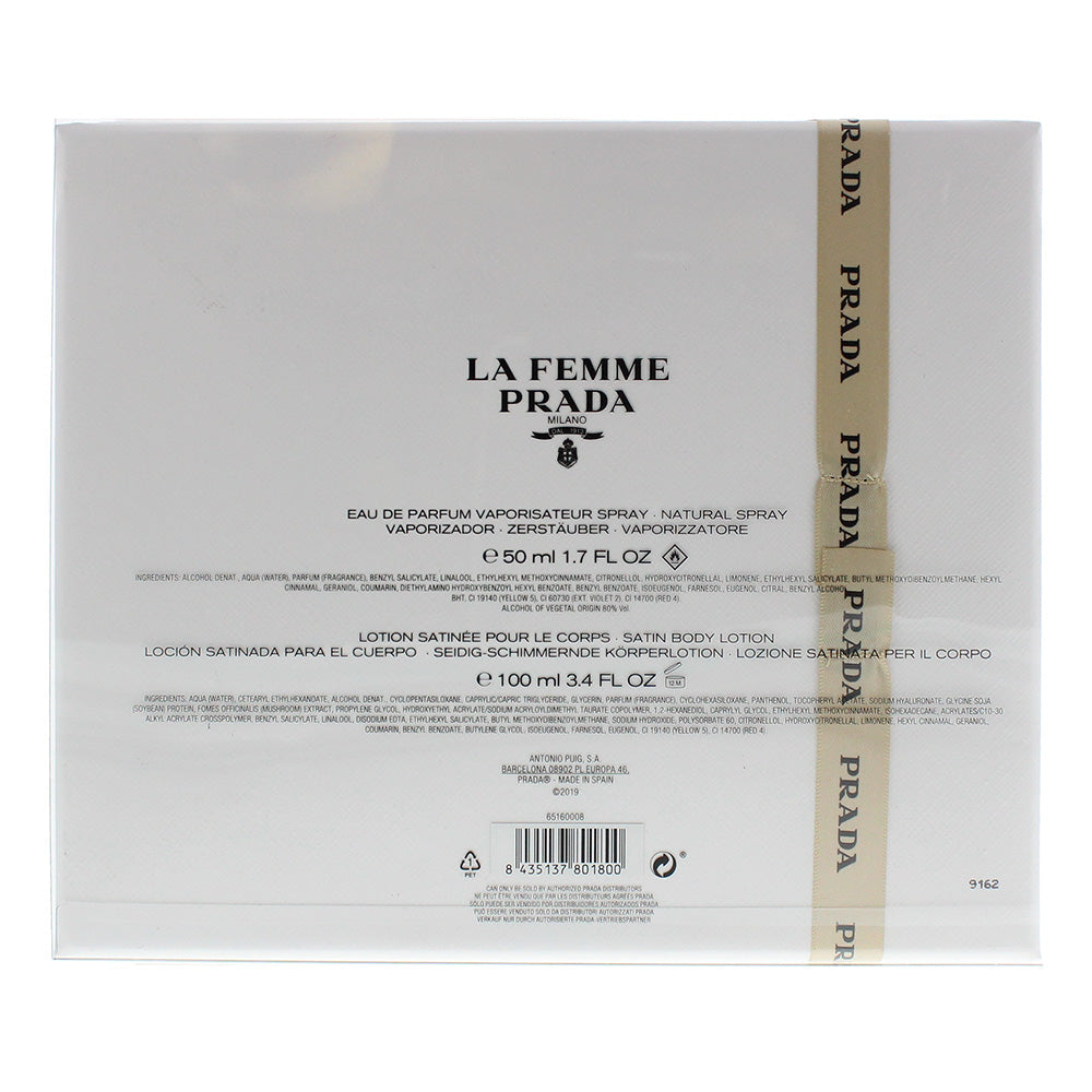 Prada La Femme 2 Piece Gift Set: Eau De Parfum 50ml - Body Lotion 100ml