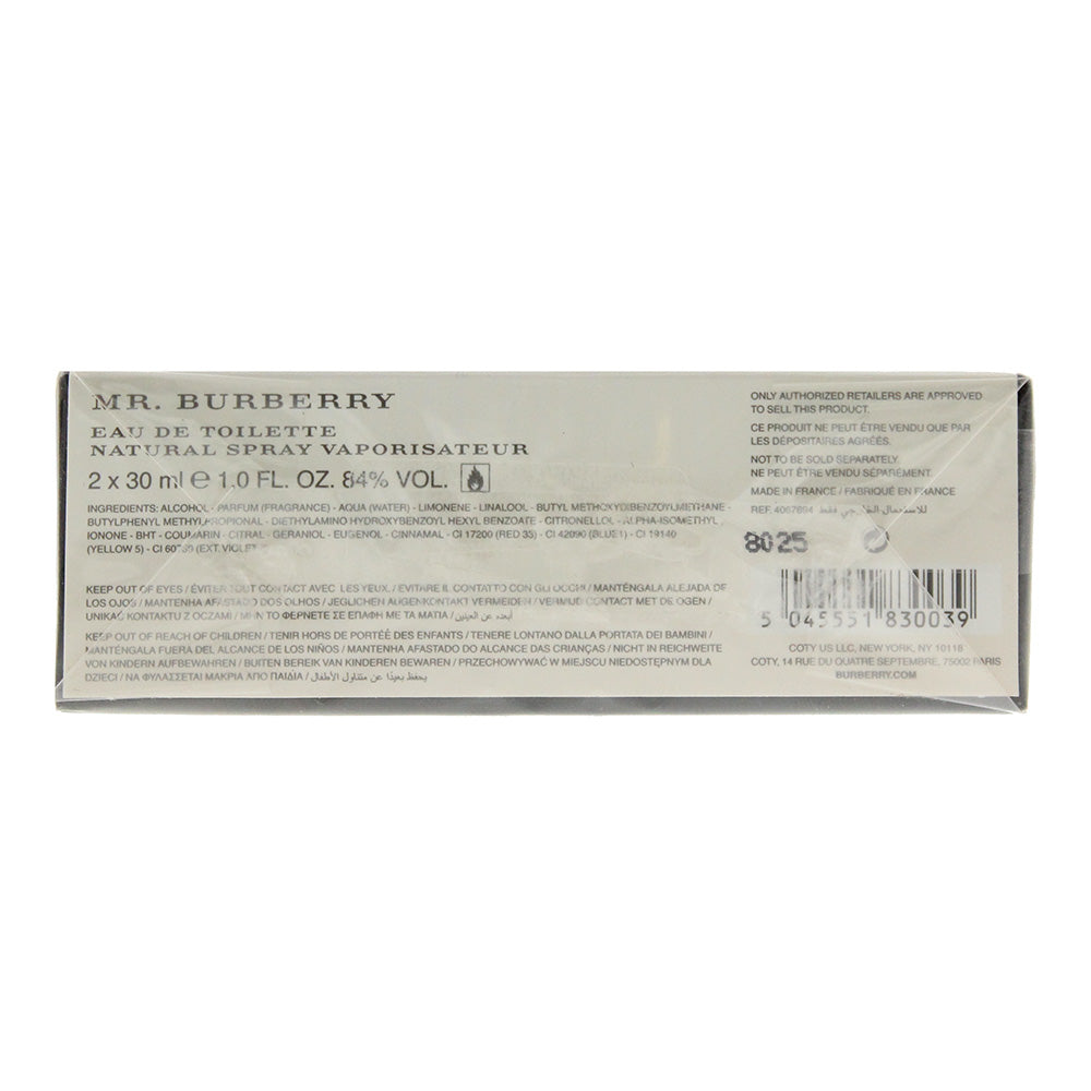 Burberry Mr. Burberry Eau de Toilette 2 Piece Gift Set: Eau de Toilette 30ml - Eau de Toilette 30ml
