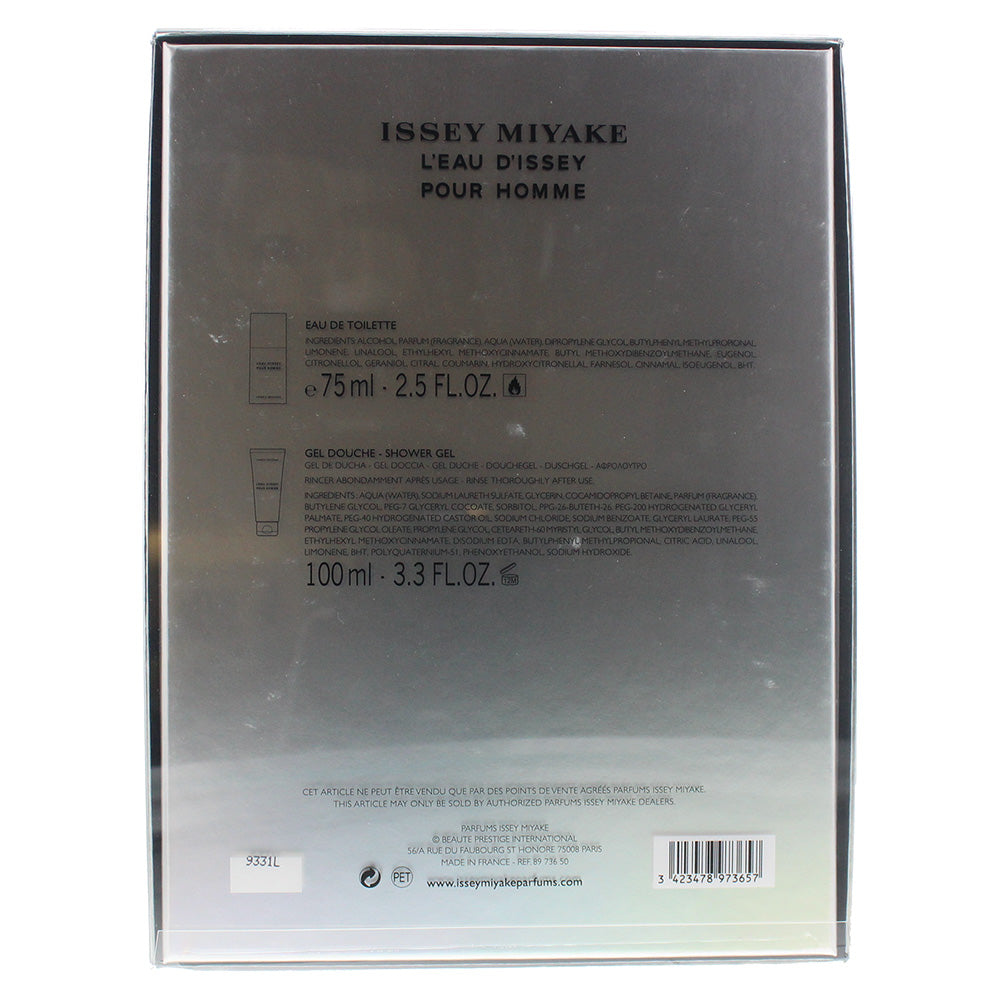 Issey Miyake L'eau D'issey Pour Homme Eau De Toilette 2 Piece Gift Set: Eau De Toilette 75ml - Shower Gel 100ml