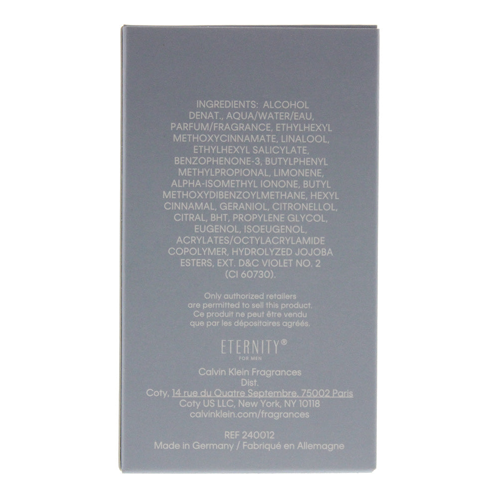 Calvin Klein Eternity For Men Aqua Eau de Toilette 50ml - Ingredients