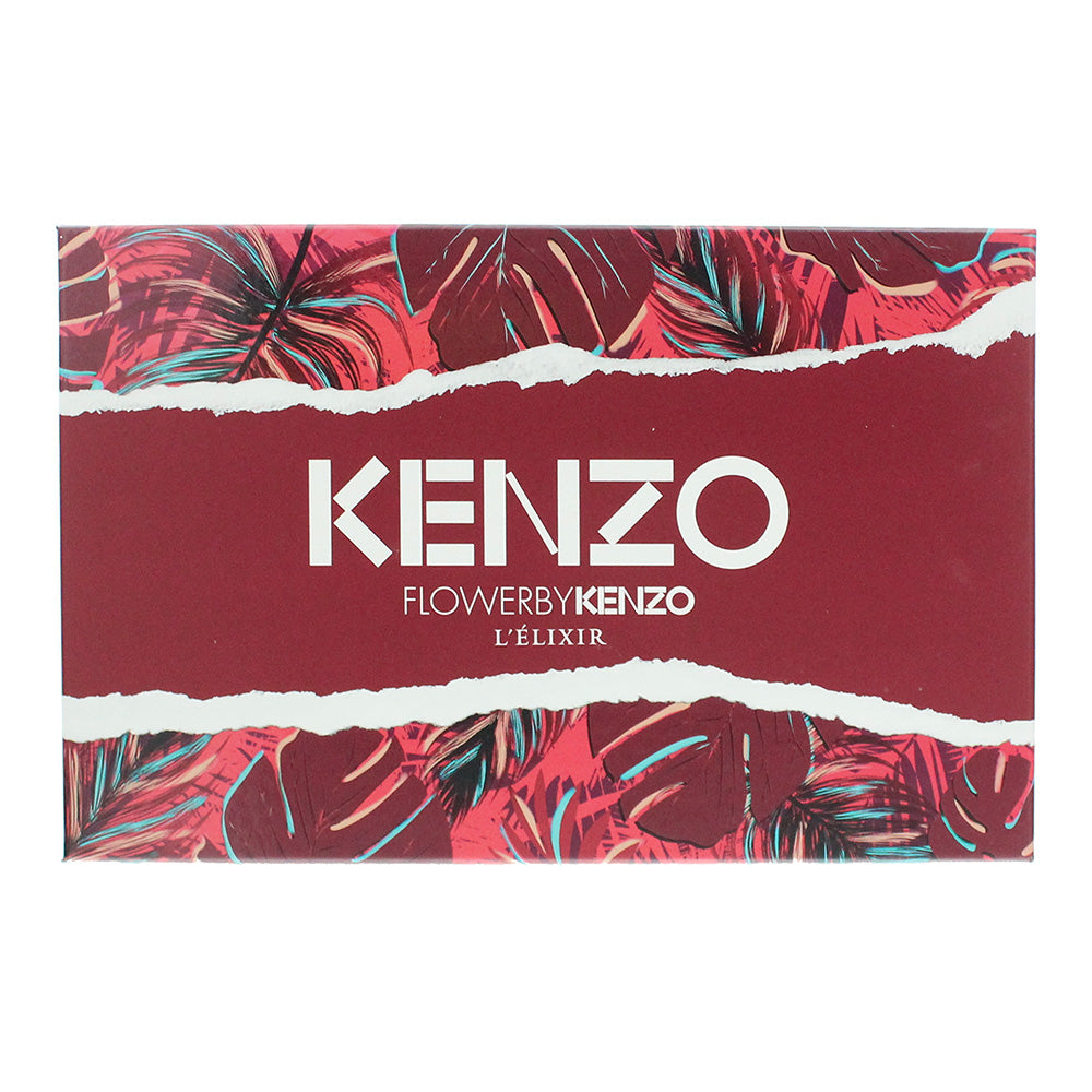 Kenzo Flower L'élixir Eau de Parfum 3 Piece Gift Set: Eau de Parfum 50ml - Body Lotion 50ml - Pouch - Box