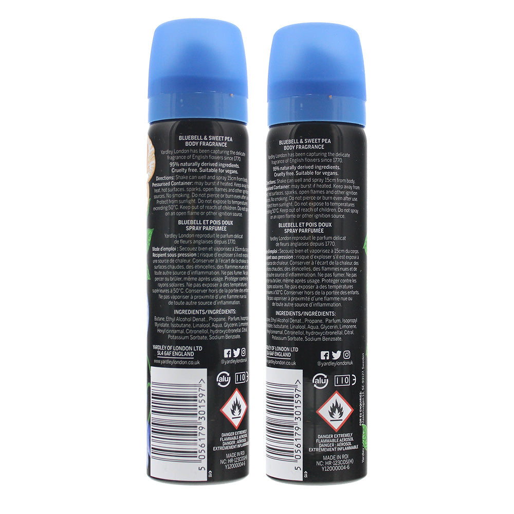 Yardley Bluebell and Sweetpea Body Spray 75ml