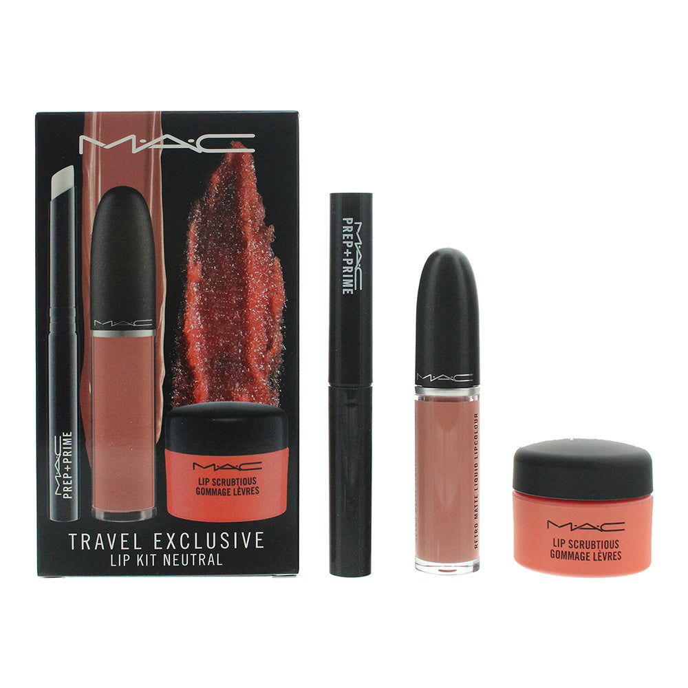 Mac 3 Piece Gift Set: Lip Primer 1.7g -Lady Be Good Matte Liquid Lipstick 5ml - Candied Nectar Lip Scrub 14ml