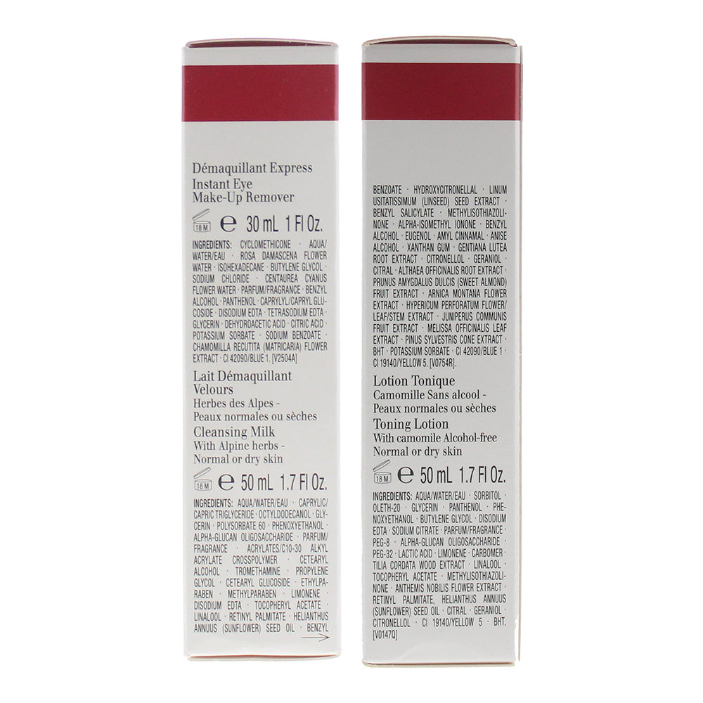 Clarins 3 Piece Gift Set:  Cleanser 50ml - Toning Lotion 50ml - Eye Make-Up Remover 30ml