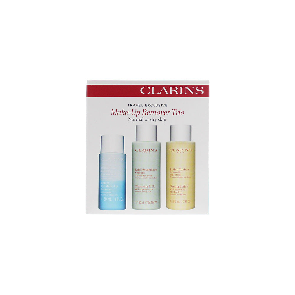 Clarins 3 Piece Gift Set:  Cleanser 50ml - Toning Lotion 50ml - Eye Make-Up Remover 30ml - Box