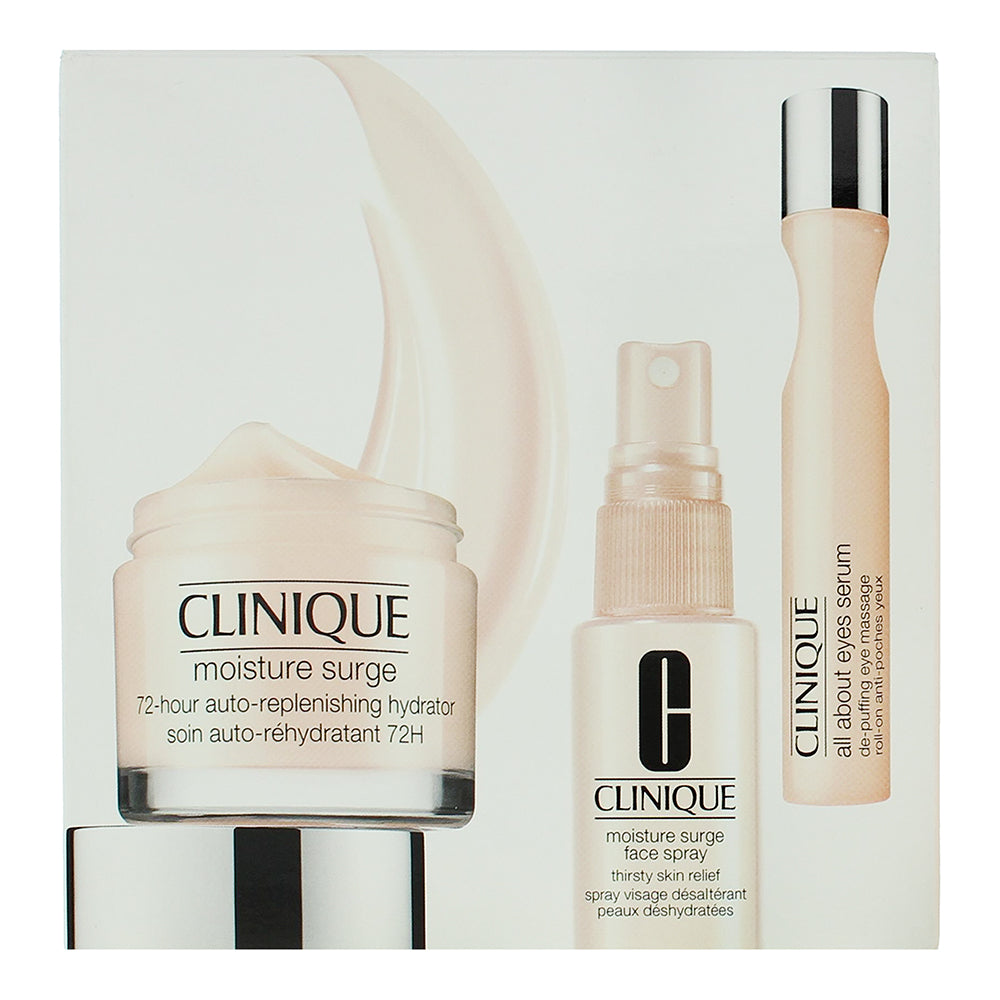 Clinique 3 Piece Gift Set:  Moisture Surge Hydrater 75ml -  Skin Relief 30ml - A - Box