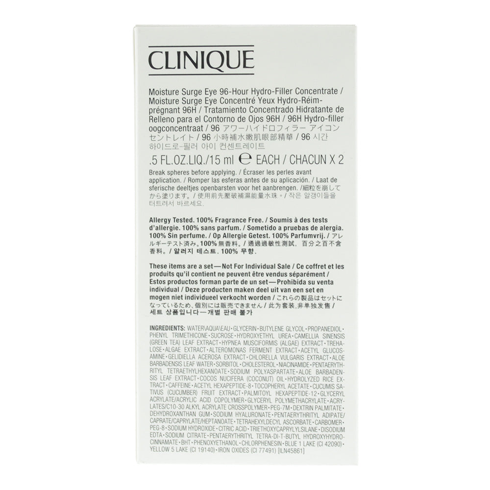 Clinique Moisture Surge Eye 96  Hour Hydro Filler Concentrate 15ml Duo - Ingredients