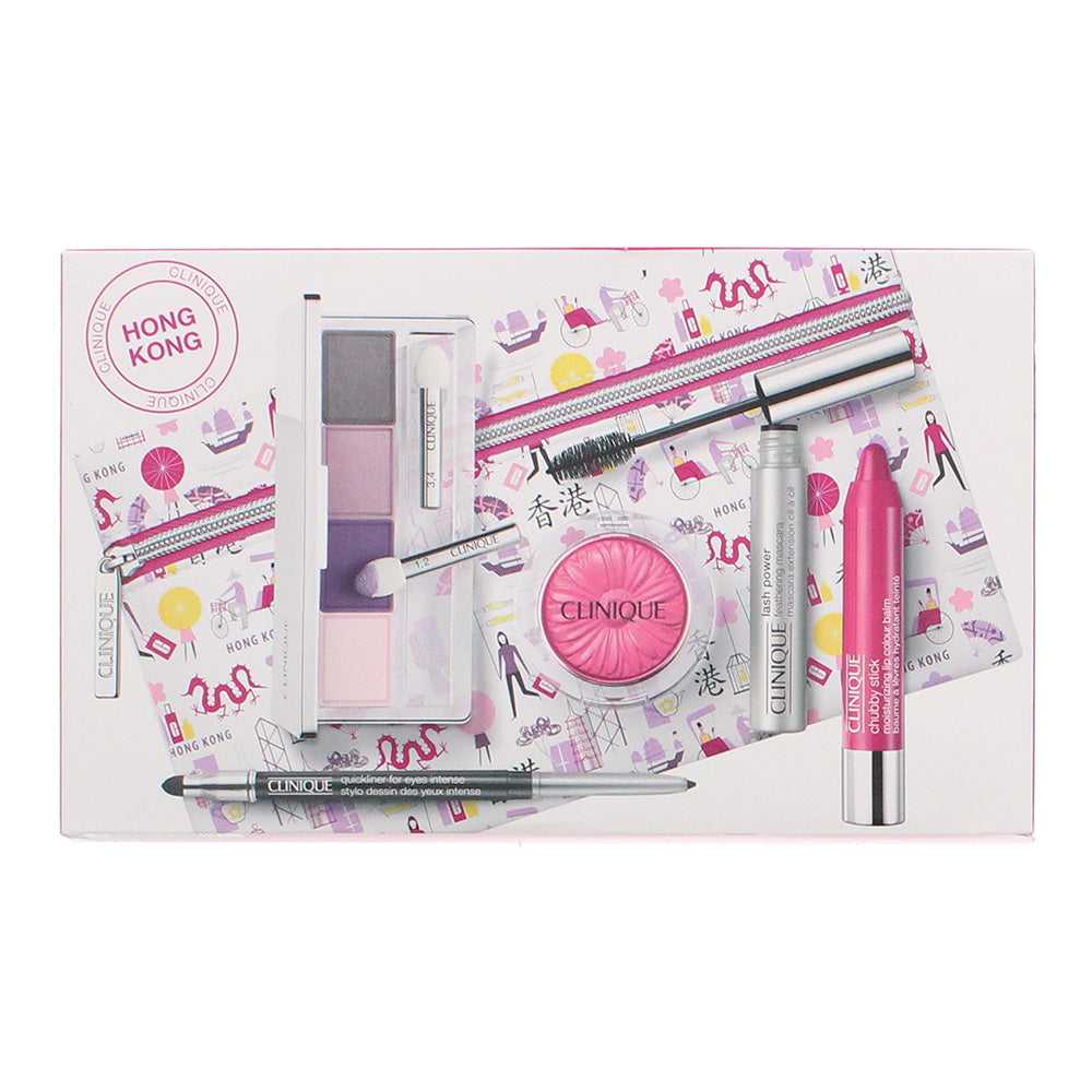 Clinique 5 Piece Gift Set: Eye Palette - Eye Liner - Mascara - Blush - Lip Balm  - Box