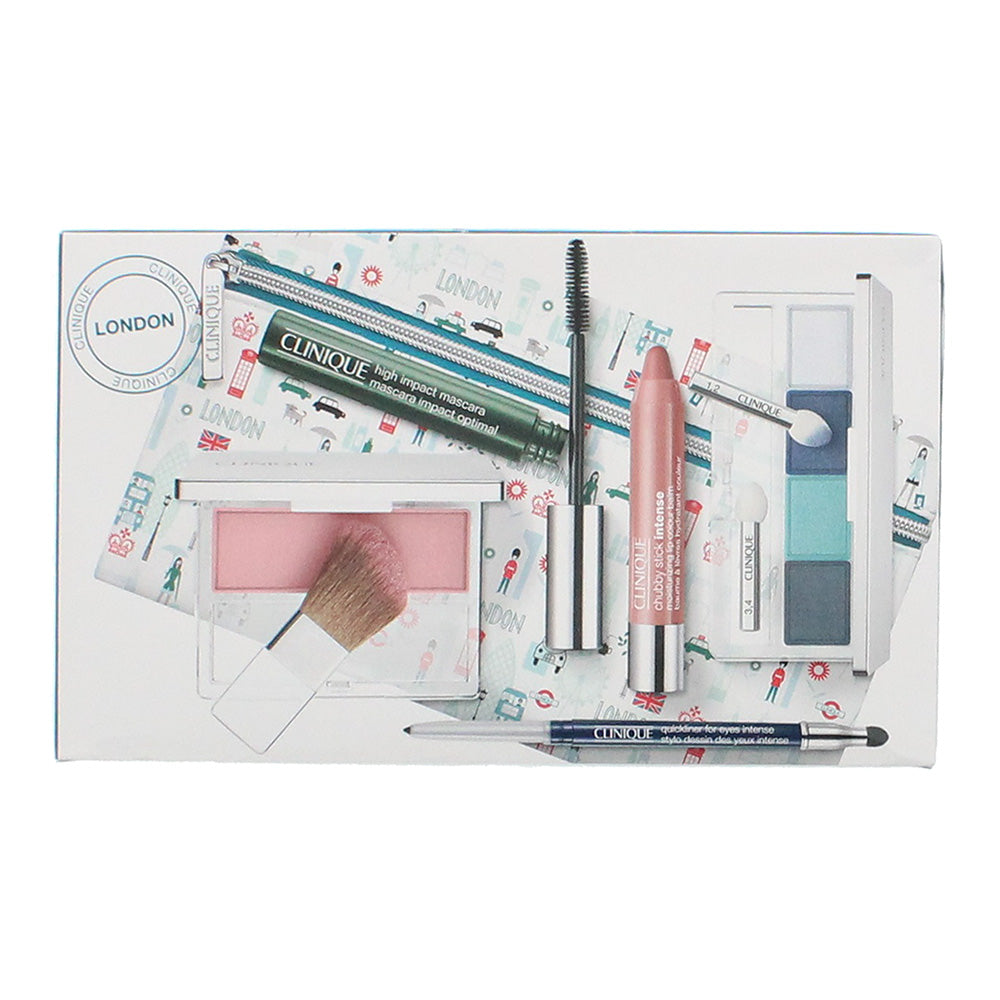 Clinique 5 Piece Gift Set: Eye Palette - Eye Liner - Mascara - Blush - Lip Balm  - Box