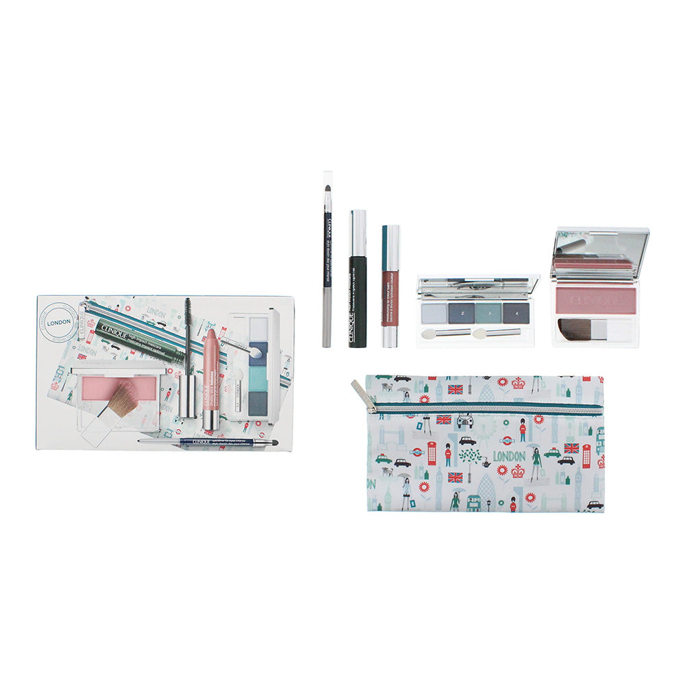 Clinique 5 Piece Gift Set: Eye Palette - Eye Liner - Mascara - Blush - Lip Balm 