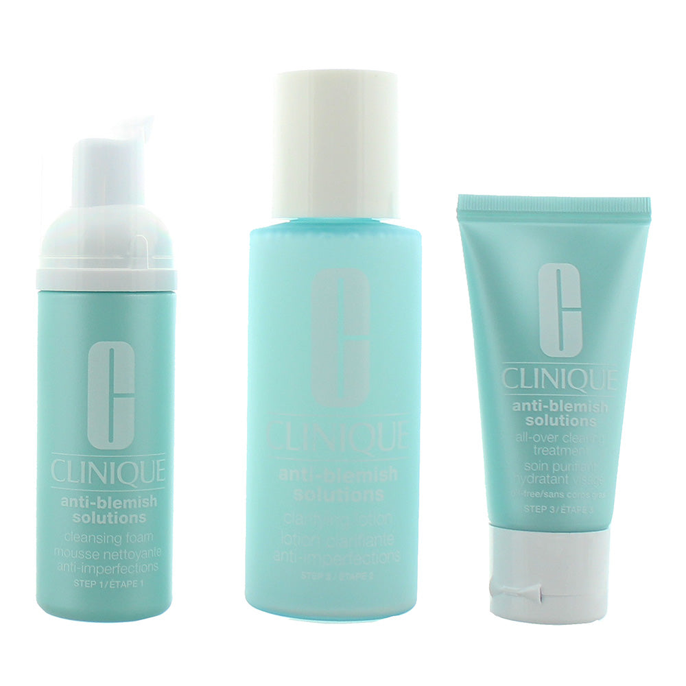 Clinique Anti-Blemish Solutions 3 Piece Gift Set: Cleansing Foam 50ml - Clarifying Lotion 100ml - Clearing Treatment 30ml - Product