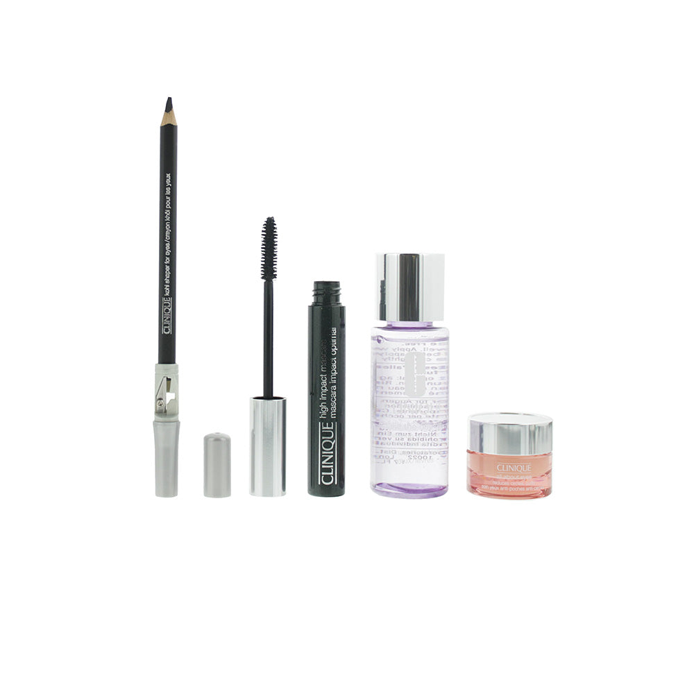 Clinique 4 Piece Gift Set: High Impact Mascara 7ml - Black Kohl Pencil 1.2g - Ma - Product