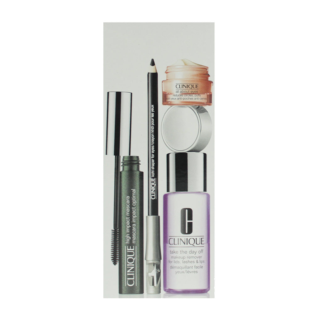 Clinique 4 Piece Gift Set: High Impact Mascara 7ml - Black Kohl Pencil 1.2g - Ma - Box
