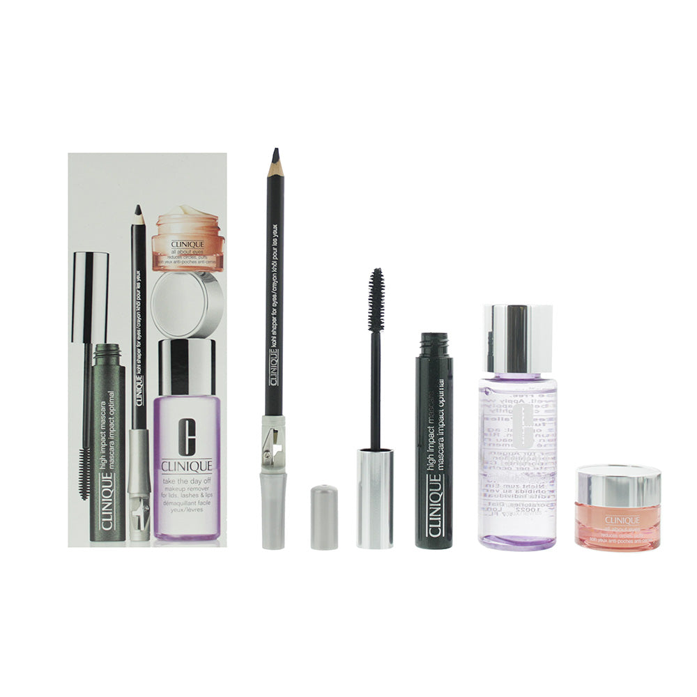Clinique 4 Piece Gift Set: High Impact Mascara 7ml - Black Kohl Pencil 1.2g - Ma