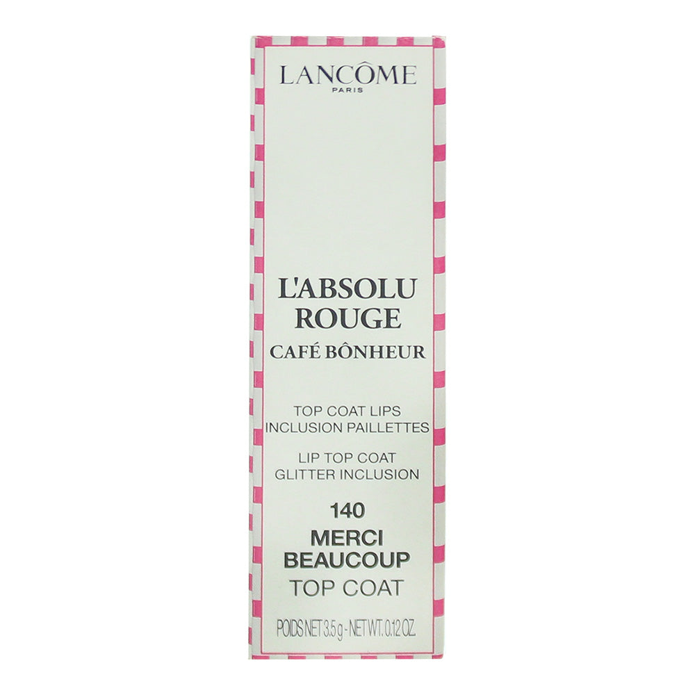 Lancôme L'Absolu Rouge Cafe Bonheur 140 Merci Beaucoup Lip Top Coat 3.5g - Box