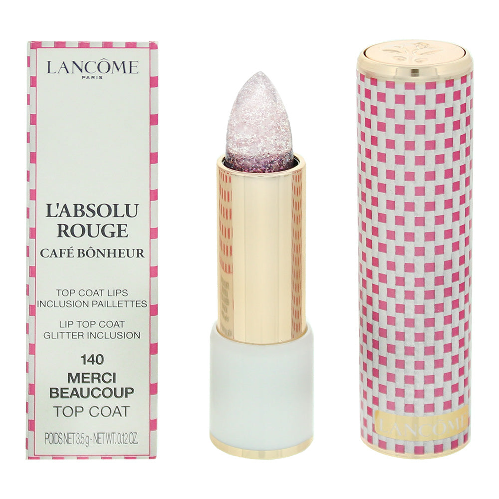 Lancome L'Absolu Rouge Cafe Bonheur 140 Merci Beaucoup Lip Top Coat 3.5g