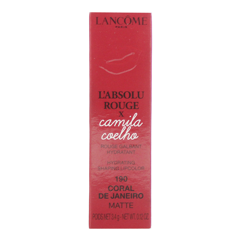 Lancôme L'Absolu Rouge Camila Coelho 190 Coral De Janeiro Matte Lipstick 3.4g - Box
