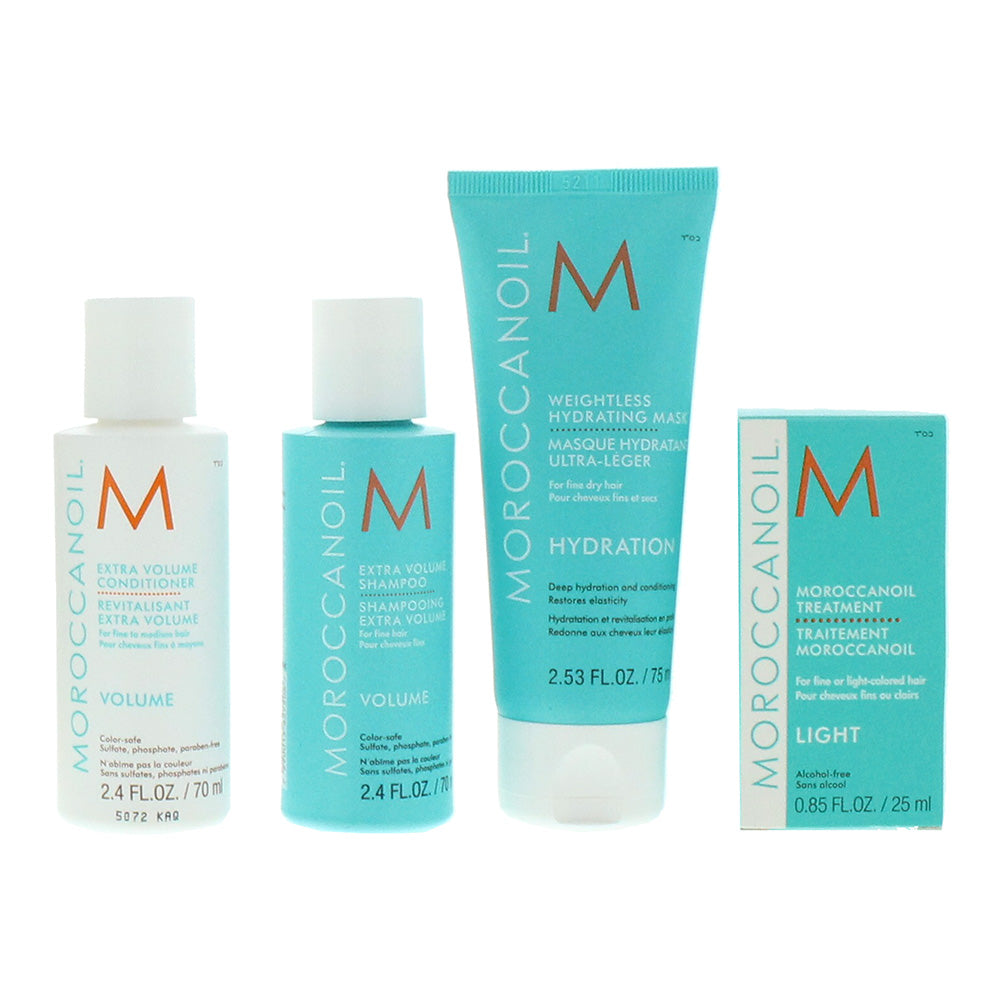 Moroccanoil 5 Piece Gift Set: Hair Oil Treatment 25ml - Volumizing Shampoo 70ml - Volumizing Conditioner 70ml - Hair Mask 75ml - Pouch - Product