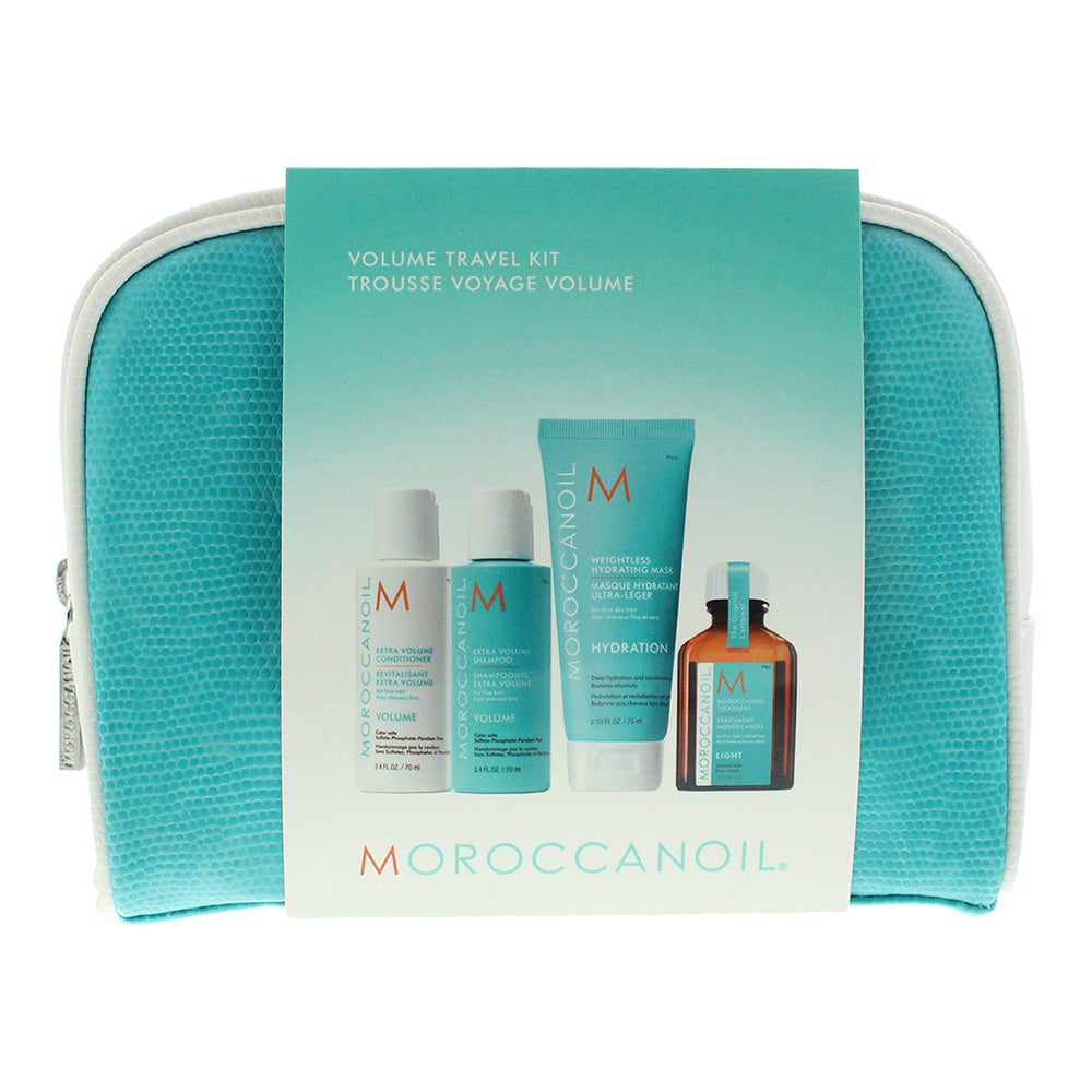 Moroccanoil 5 Piece Gift Set: Hair Oil Treatment 25ml - Volumizing Shampoo 70ml - Volumizing Conditioner 70ml - Hair Mask 75ml - Pouch - Box