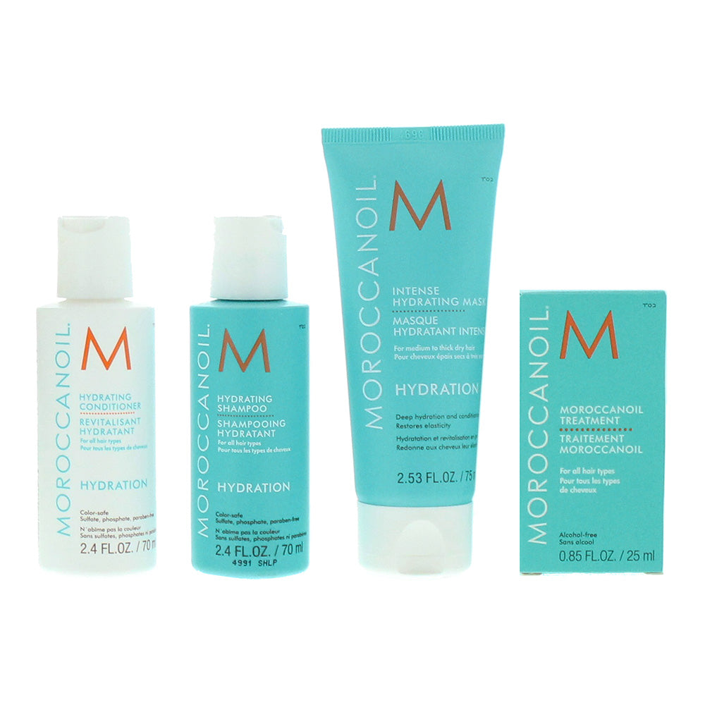 Moroccanoil 5 Piece Gift Set: Hair Oil Treatment 25ml - Hydrating Shampoo 70ml - Hydrating Conditioner 70ml - Intense Hydrating Mask 75ml - Pouch - Product