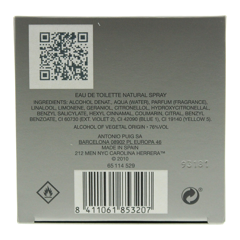 Carolina Herrera 212 Men Eau de Toilette 200ml - Ingredients