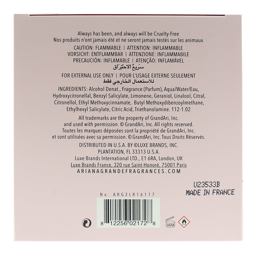 Ariana Grande Sweet Like Candy Eau de Parfum 50ml - Ingredients
