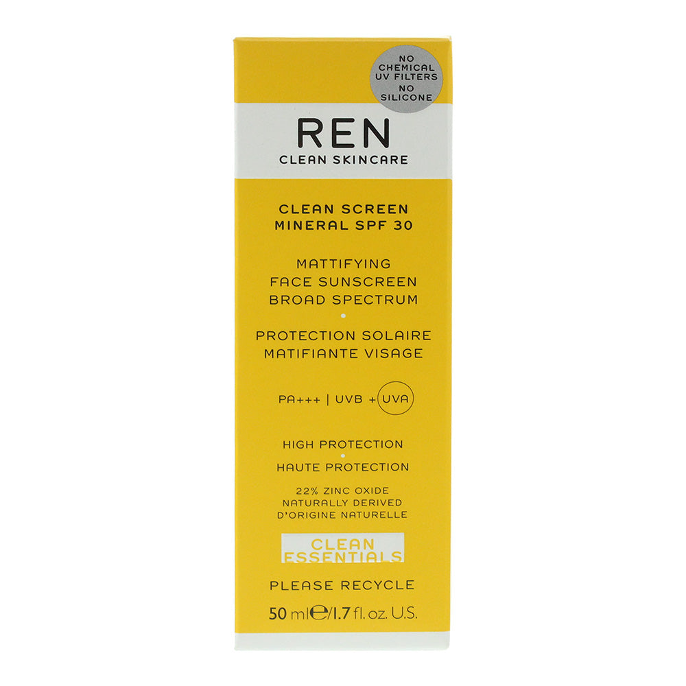Ren Clean Skincare Clean Screen Mineral SPF30 Sun Screen 50ml - Box