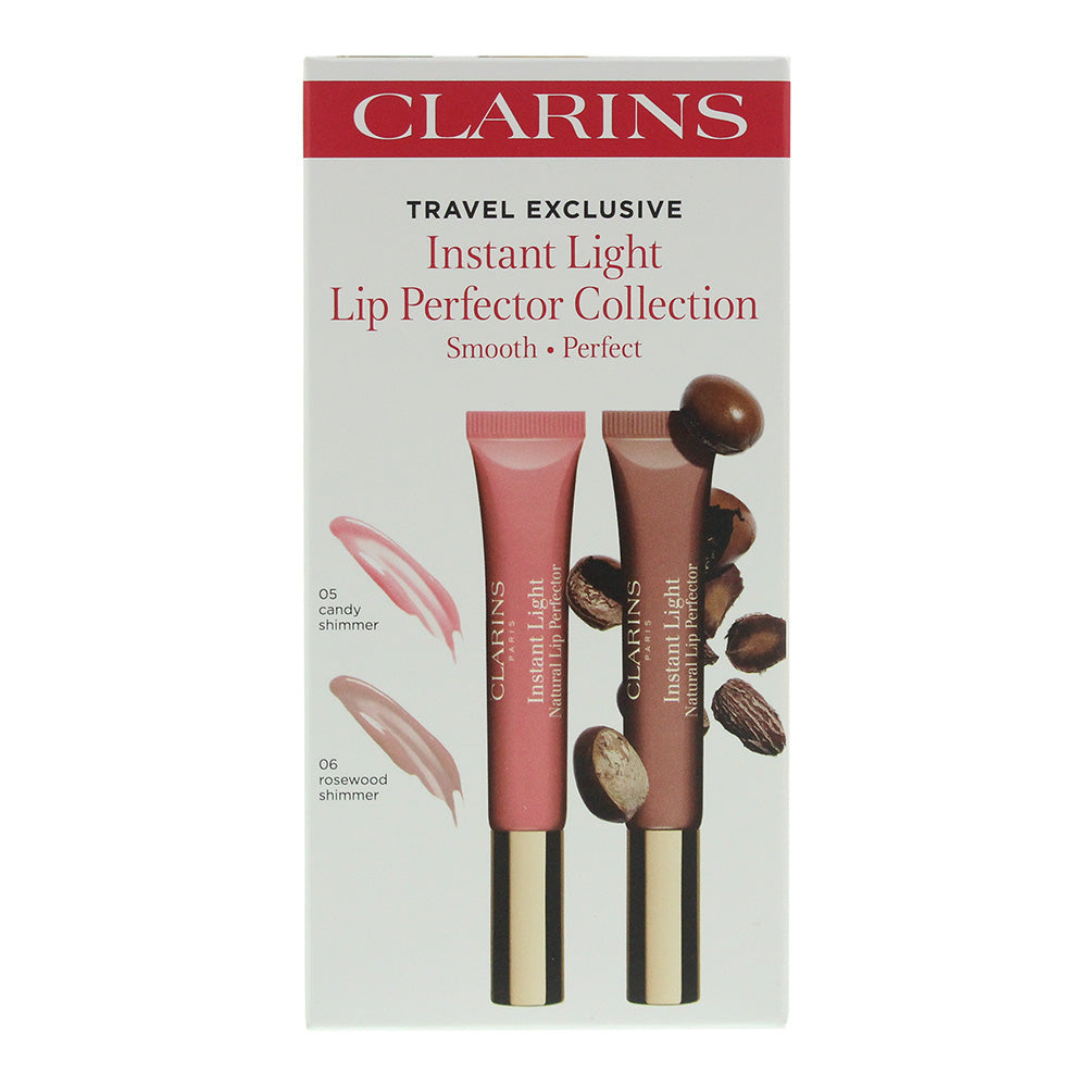 Clarins Instant Light Lip Perfector Duo: 05 Candy Shimmer 12ml - 06 Rosewood Shi - Box