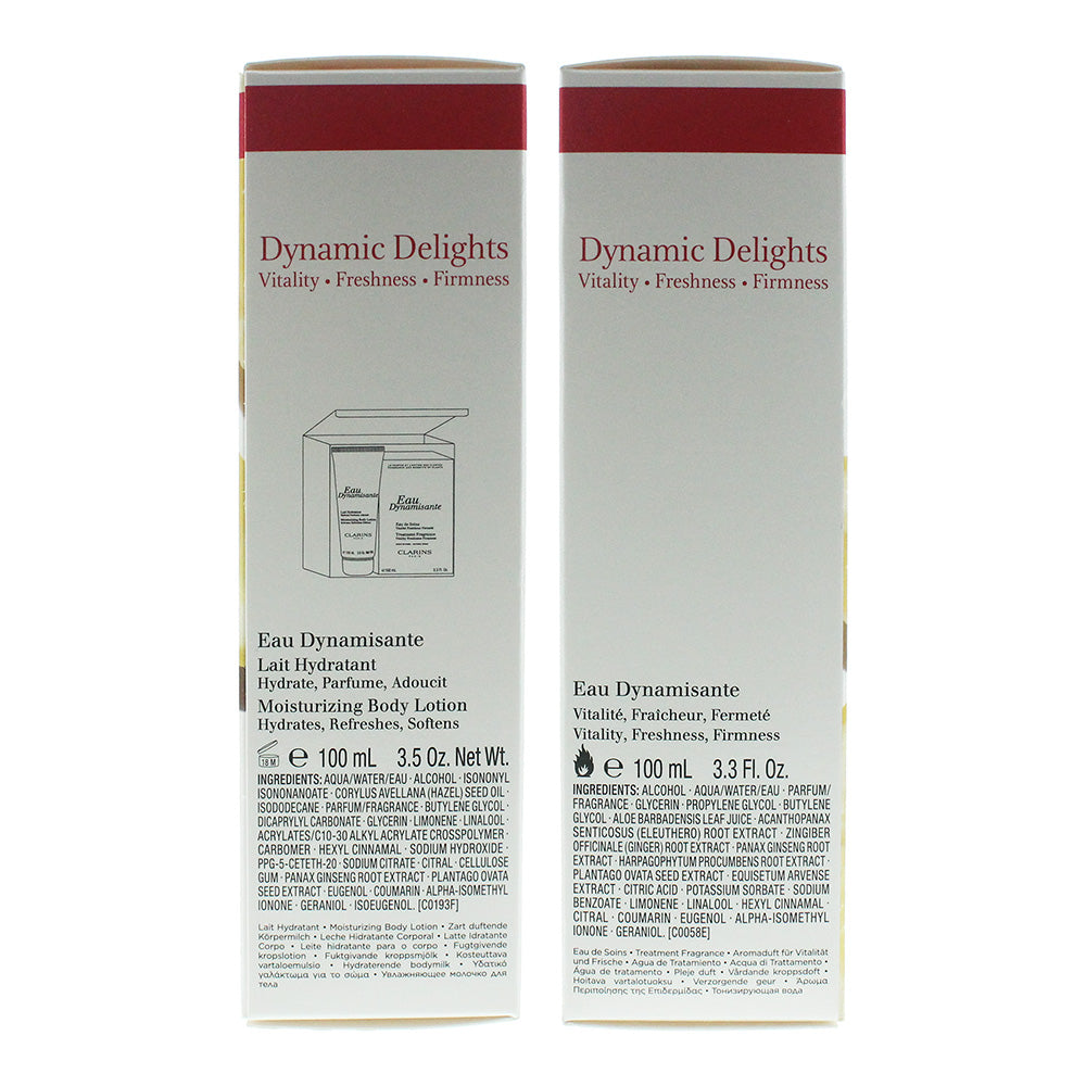 Clarins Eau Dynamisante 2 Piece Gift Set:  Eau De Toilette 100ml - Body Lotion 100ml