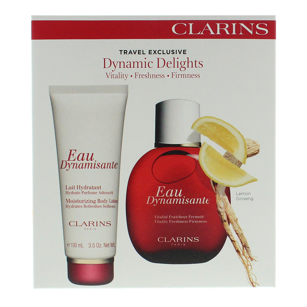 Clarins Eau Dynamisante 2 Piece Gift Set:  Eau de Toilette 100ml - Body Lotion 100ml - Box
