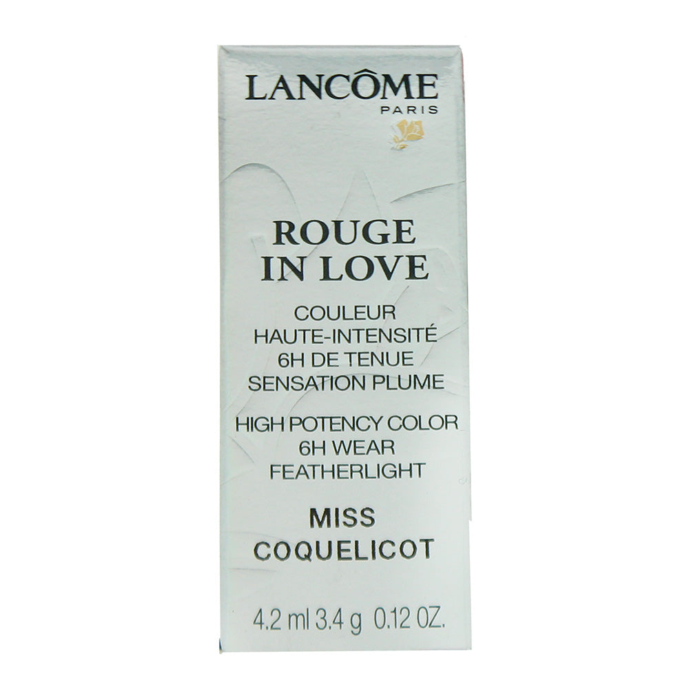 Lancôme Rouge In Love High Potency 6h Wear #146B Miss Coquelicot Lip Color 3.4g - Box