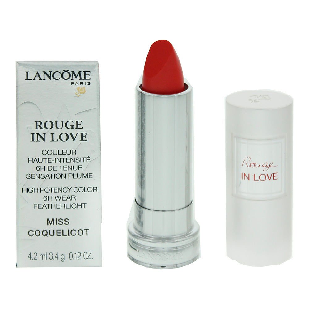 Lancome Rouge In Love Hi Potency 6h Wear #146B Miss Coquelicot Lip Color 3.4g