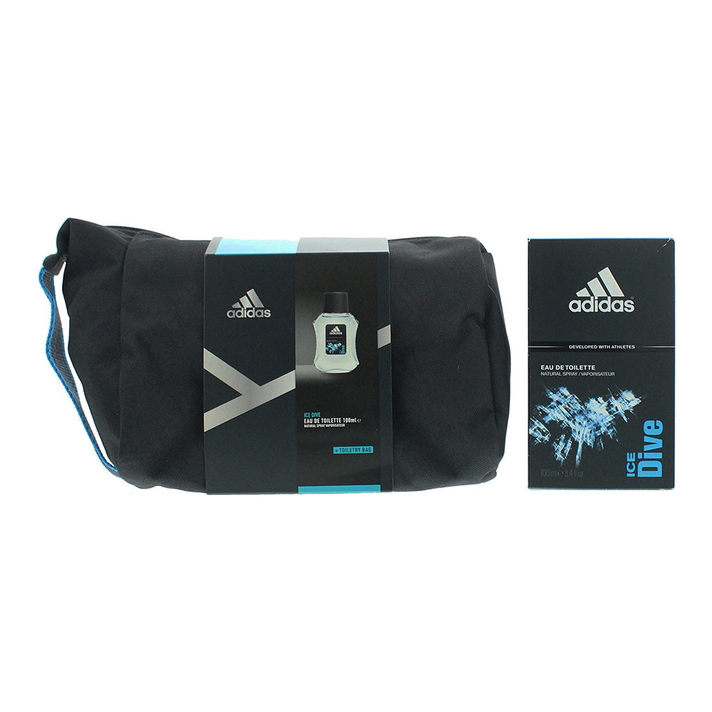 Adidas Ice Dive 2 Piece Gift Set: Eau de Toilette 100ml - Toiletry Bag - Box