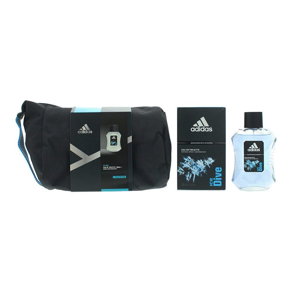 Adidas Ice Dive 2 Piece Gift Set: Eau de Toilette 100ml - Toiletry Bag