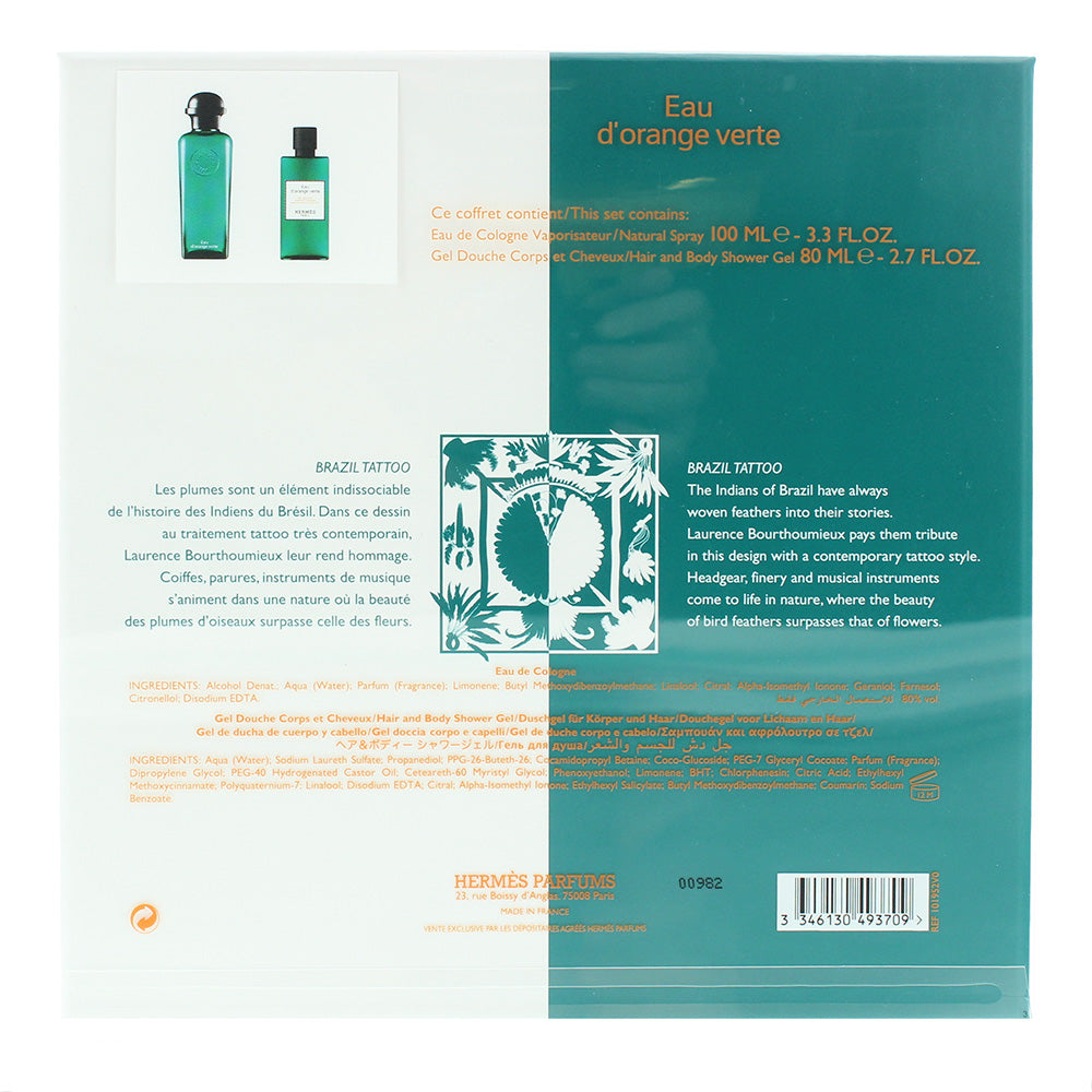 Hermès Eau D'orange Verte 2 Piece Gift Set: Eau de Cologne 100ml - Hair And Body