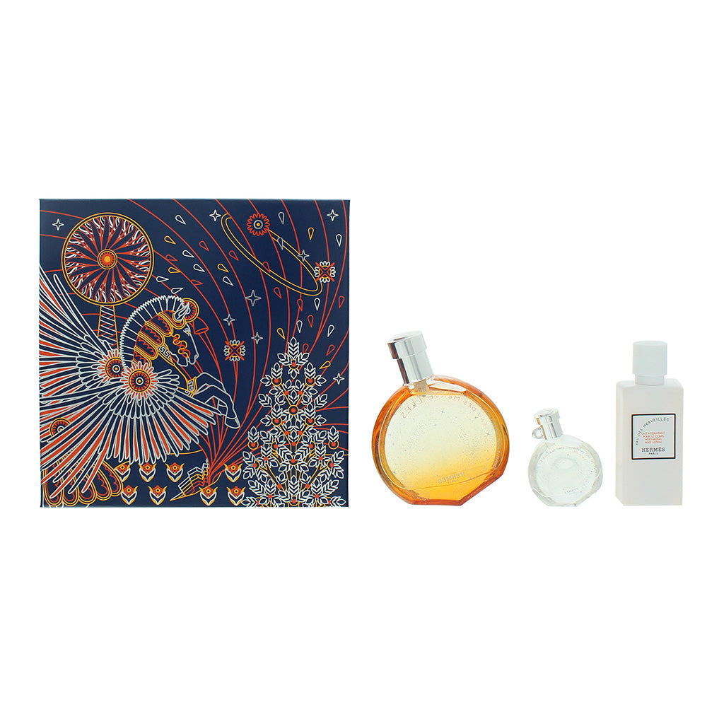 Hermès Eau des Merveilles 3 Piece Gift Set: Eau de Toilette 50ml - Eau de Toilette 7.5ml - Body Milk 40ml
