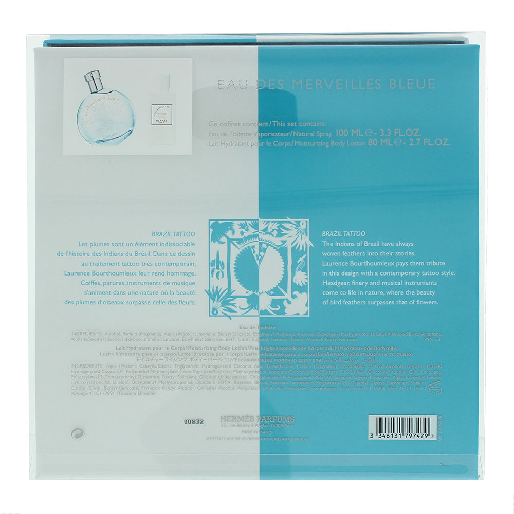 Hermès Eau des Merveilles Bleue 2 Piece Gift Set: Eau de Toilette 100ml - Body L
