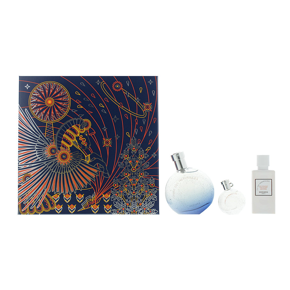 Hermes L'Ombre des Merveilles 3 Piece Gift Set: Eau De Parfum 50ml - Eau De Parfum 7.5ml - Body Milk 40ml