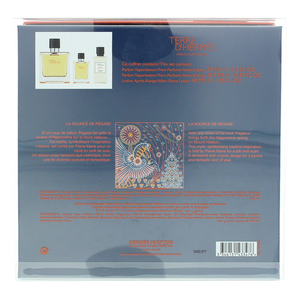 Hermès Terre D'hermès 3 Piece Gift Set: Pure Perfume 75ml - Pure Perfume 12.5ml 