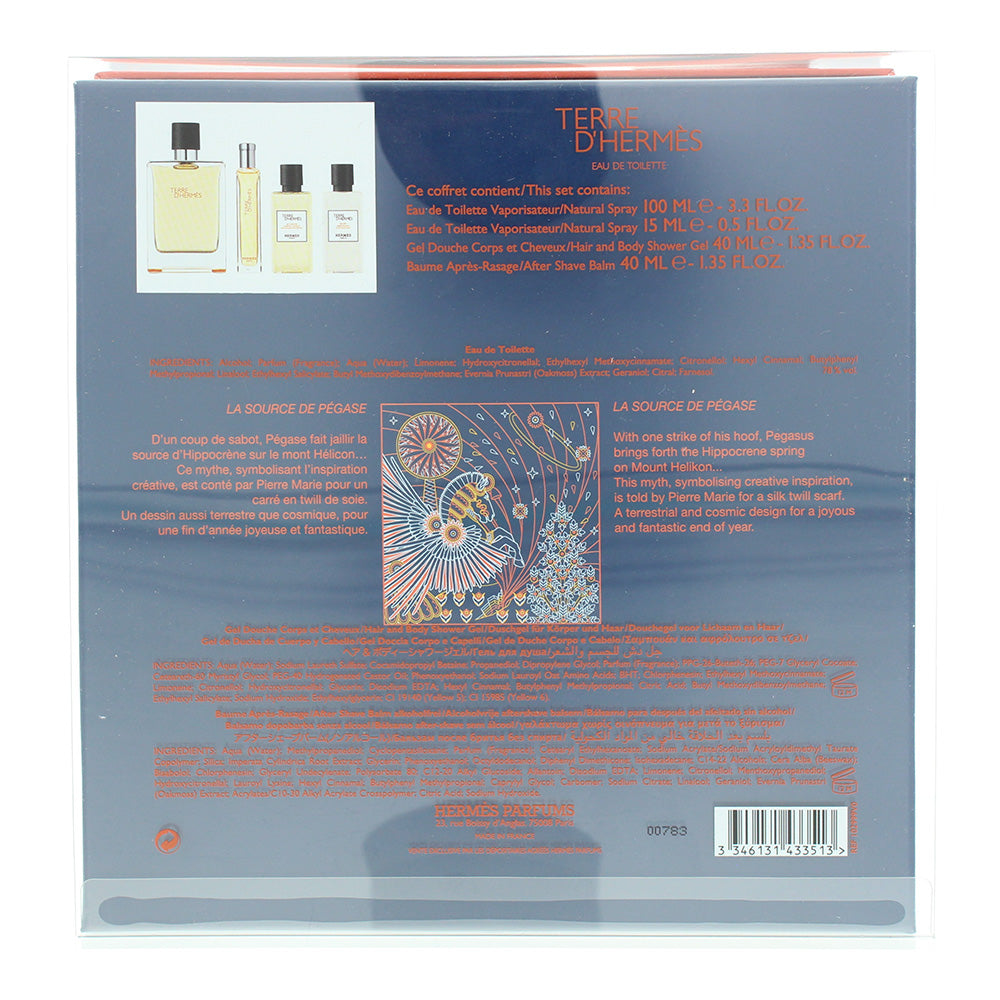 Hermès Terre D'hermès 4 Piece Gift Set: Eau de Toilette 100ml - Eau de Toilette 