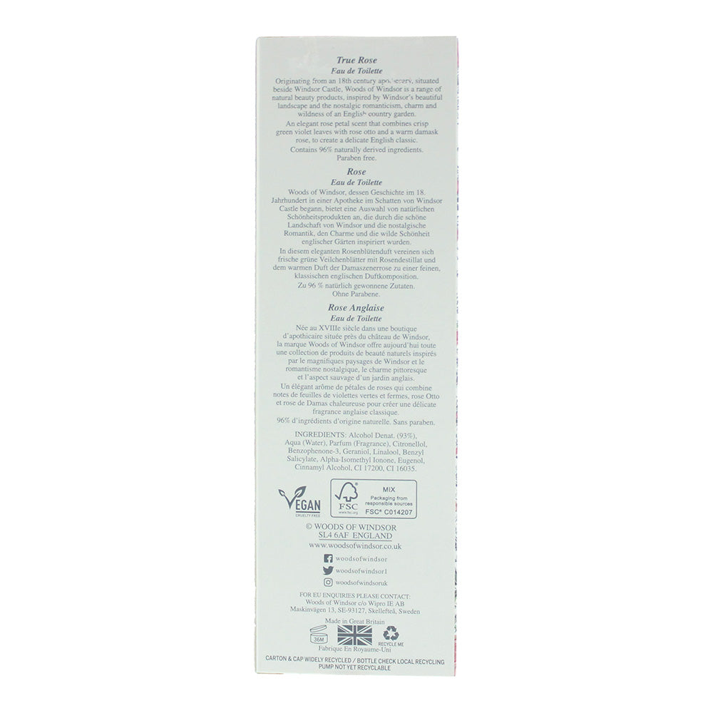 Woods Of Windsor True Rose Eau de Toilette 100ml - Ingredients