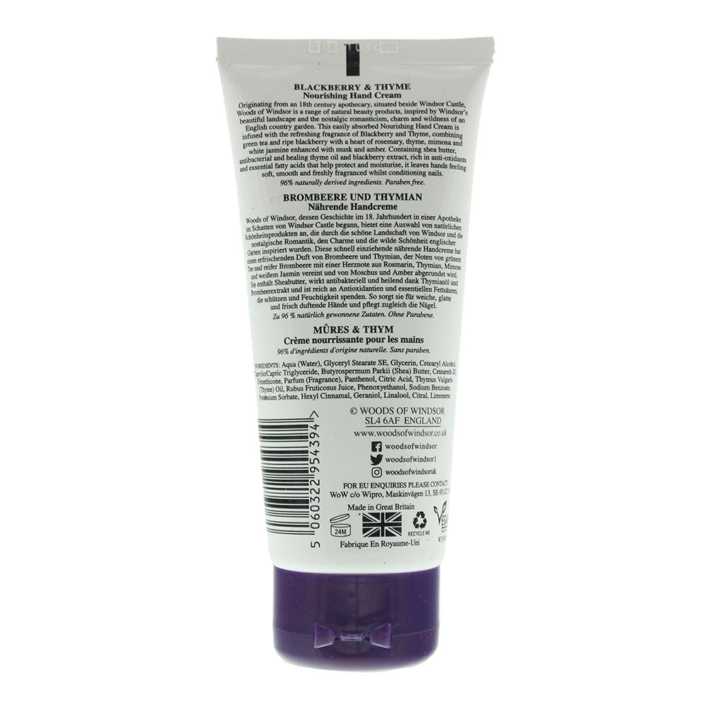 Woods Of Windsor Blackberry & Thyme Hand Cream 100ml - Ingredients