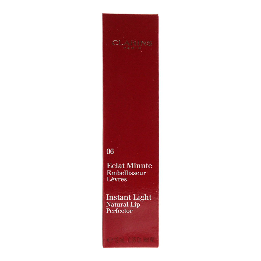 Clarins Instant Light Natural Lip Perfector 06 Rosewood Shimmer Lip Gloss 12ml - Box