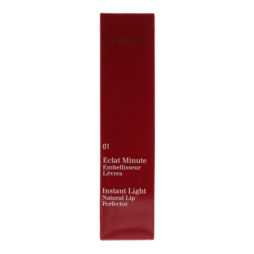 Clarins Instant Light Natural Lip Perfector 01 Rose Shimmer Lip Gloss 12ml - Box