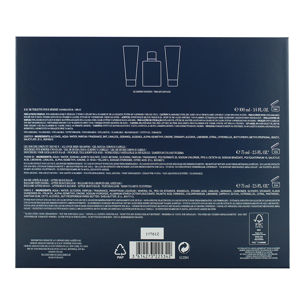 Giorgio Armani Acqua Di Gio 3 Piece Gift Set: Eau de Toilette 100ml - All Over B