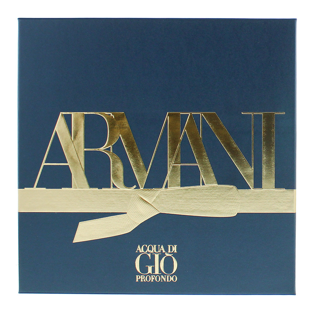 Giorgio Armani Acqua Di Gio Profondo 3 Piece Gift Set: Eau de Parfum 75ml - Eau de Parfum 15ml - Shower Gel 75ml - Box